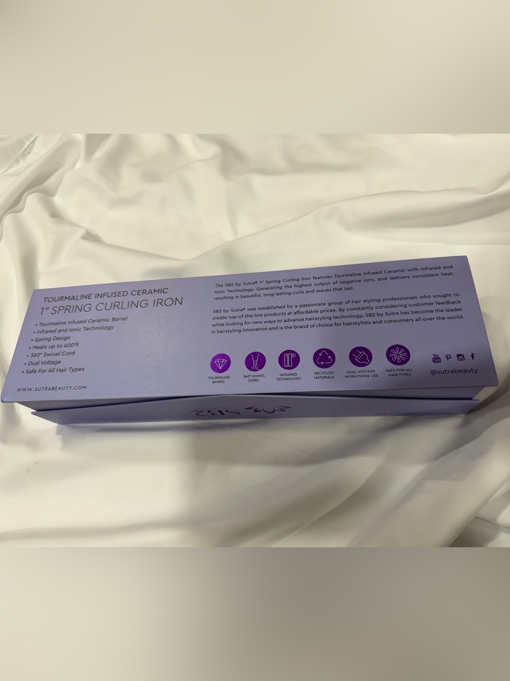 Sutra SB2 TOURMALINE Ceramic 1" Spring Curling Iron Purple Ionic Hot Tools - Picture 11 of 12